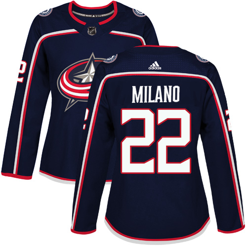 Adidas Columbus Blue Jackets 22 Sonny Milano Navy Blue Home Authentic Women Stitched NHL Jersey
